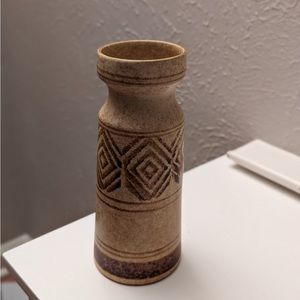 Tall 1960s Pottery Craft California Brown Stoneware Vase Mid Century